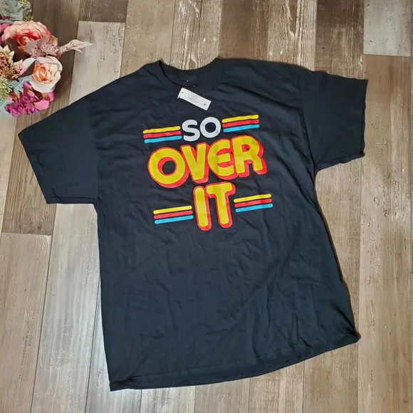 NWT Humor Men's Size XL "So Over It" Black Crewneck T-Shirt - Picture 2 of 12